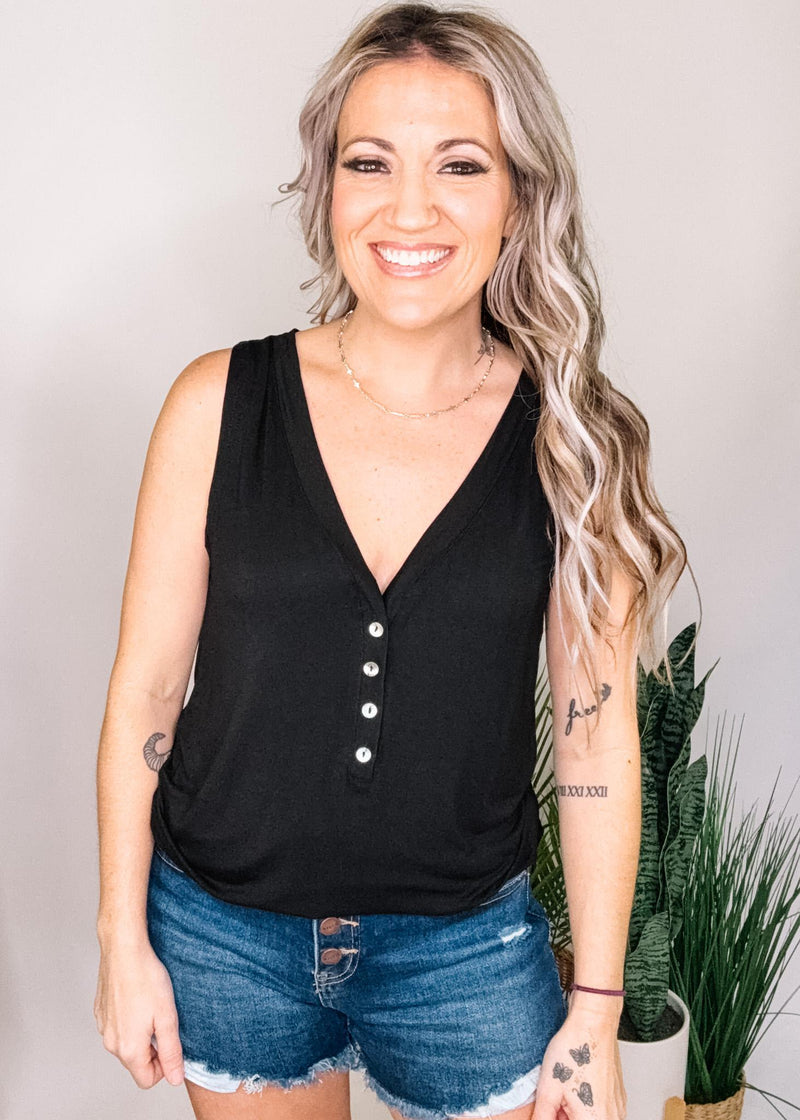 Sleeveless Top with Front Buttons