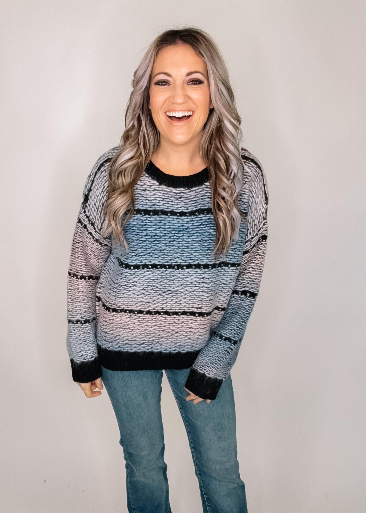 Mauve and Navy Knit Top