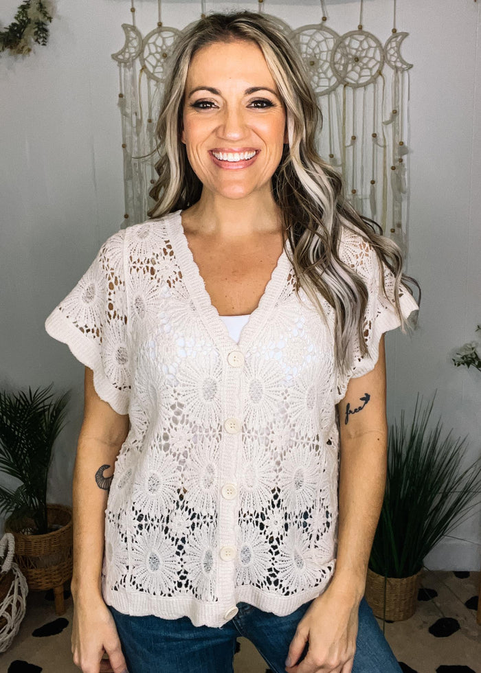 Crochet Laced Button Down