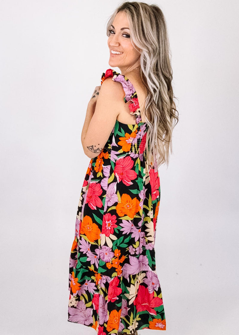 Colorful Floral Midi Dress