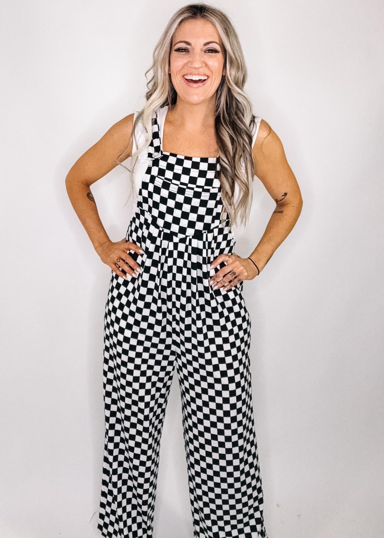 Checker Print Overalls – The Teal Eagle Boutique