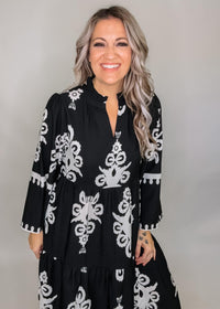 Jodifl Black and White Damask Dress