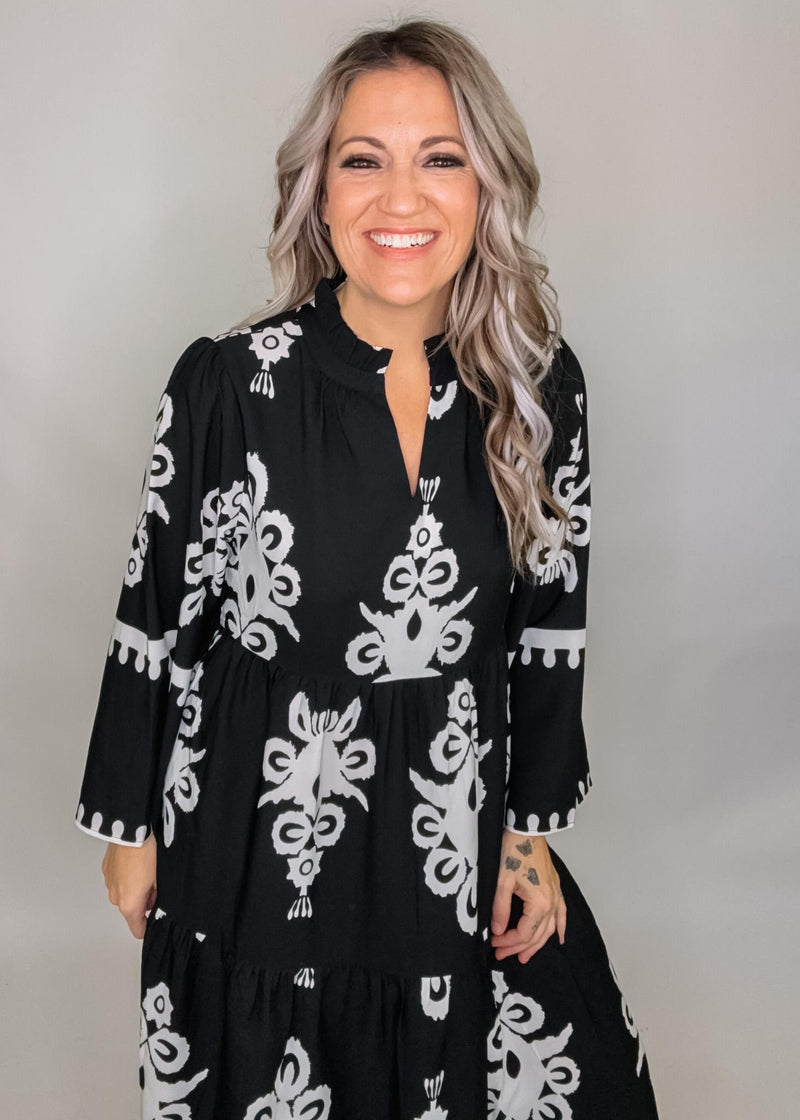 Jodifl Black and White Damask Dress