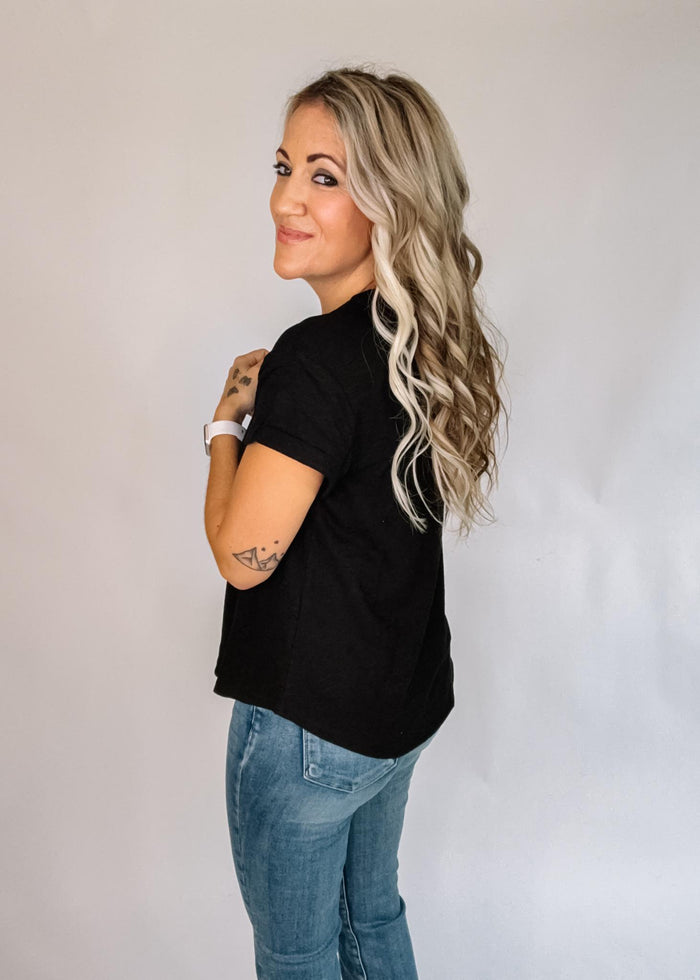 Round Neck Cuffed Sleeve T-Shirt