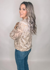 Champagne Velvet Flower Blouse