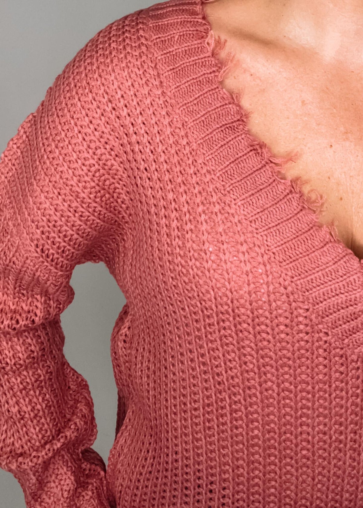 Distressed Hem Knit Sweater
