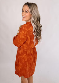Rust Textured Mini Dress