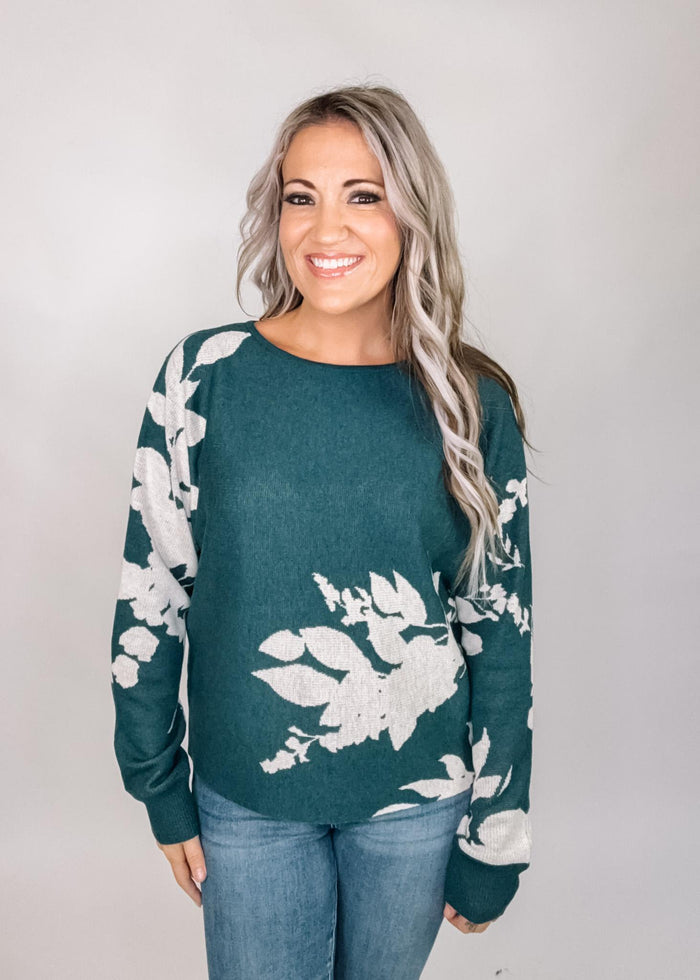 Teal Floral Dolman