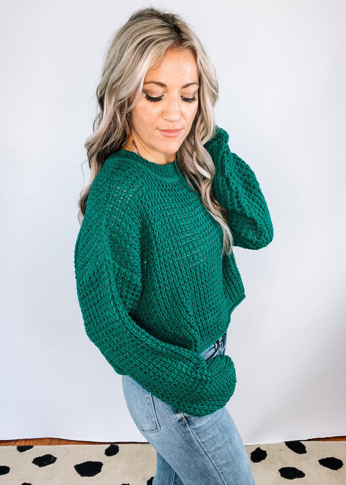 Evergreen Cropped Long Sleeve Sweater