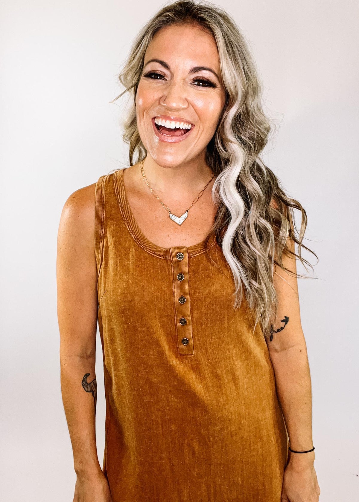 ochre linen dress Ochre Linen Blend High Low Dress