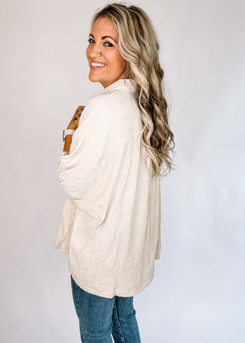 Cream Textured Button Down