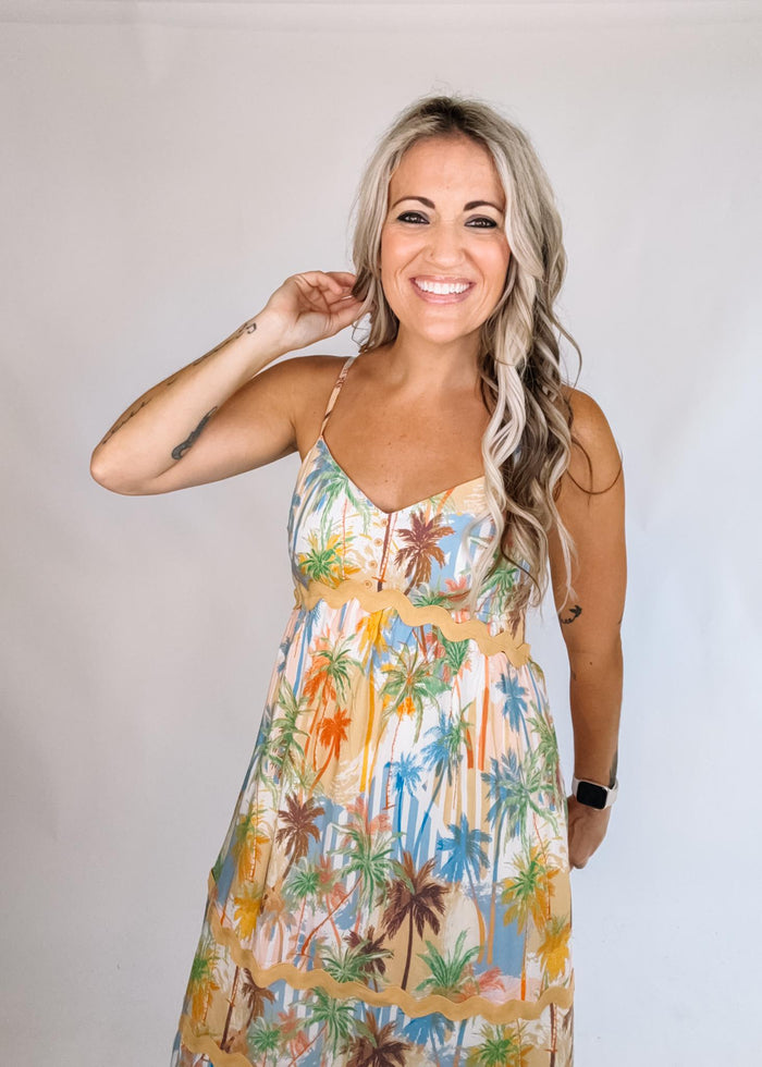 Taupe Tropical Maxi Dress