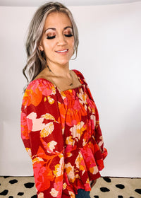 Printed Square Neck Peplum Top