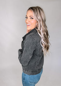 Vintage Black Denim Moto Jacket