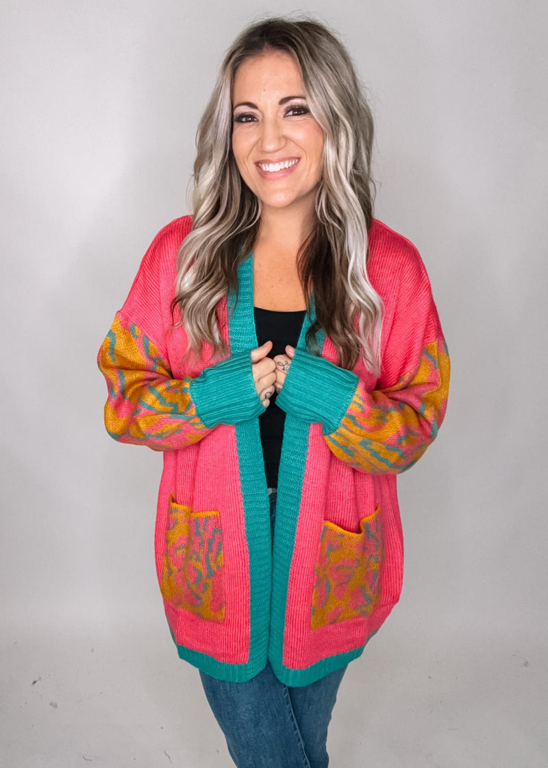 Pink Sunray Mix Knit Cardigan