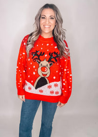 Red Reindeer Knit Sweater