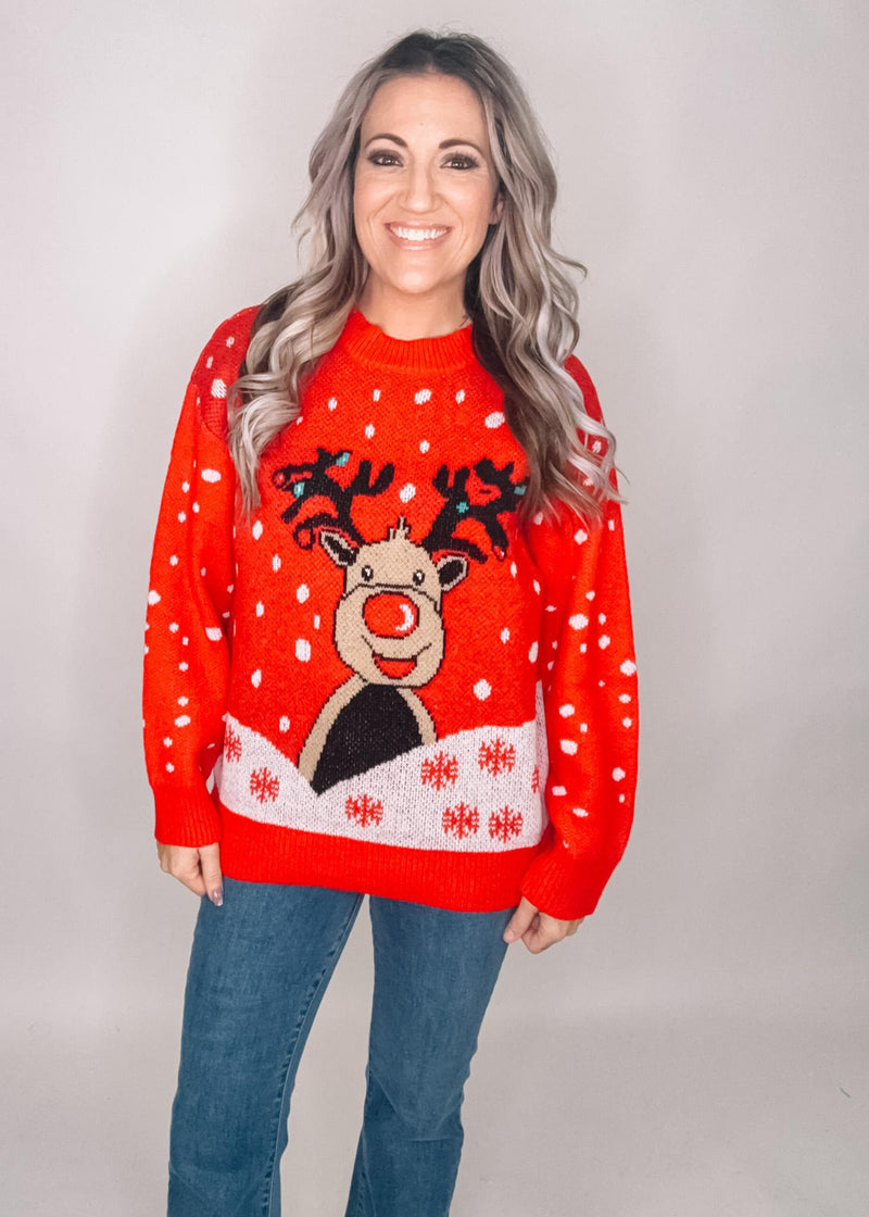 Red Reindeer Knit Sweater