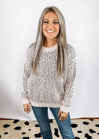 Slate Blue Popcorn Knit Sweater