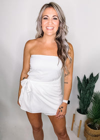 White Wrap Skirt Romper