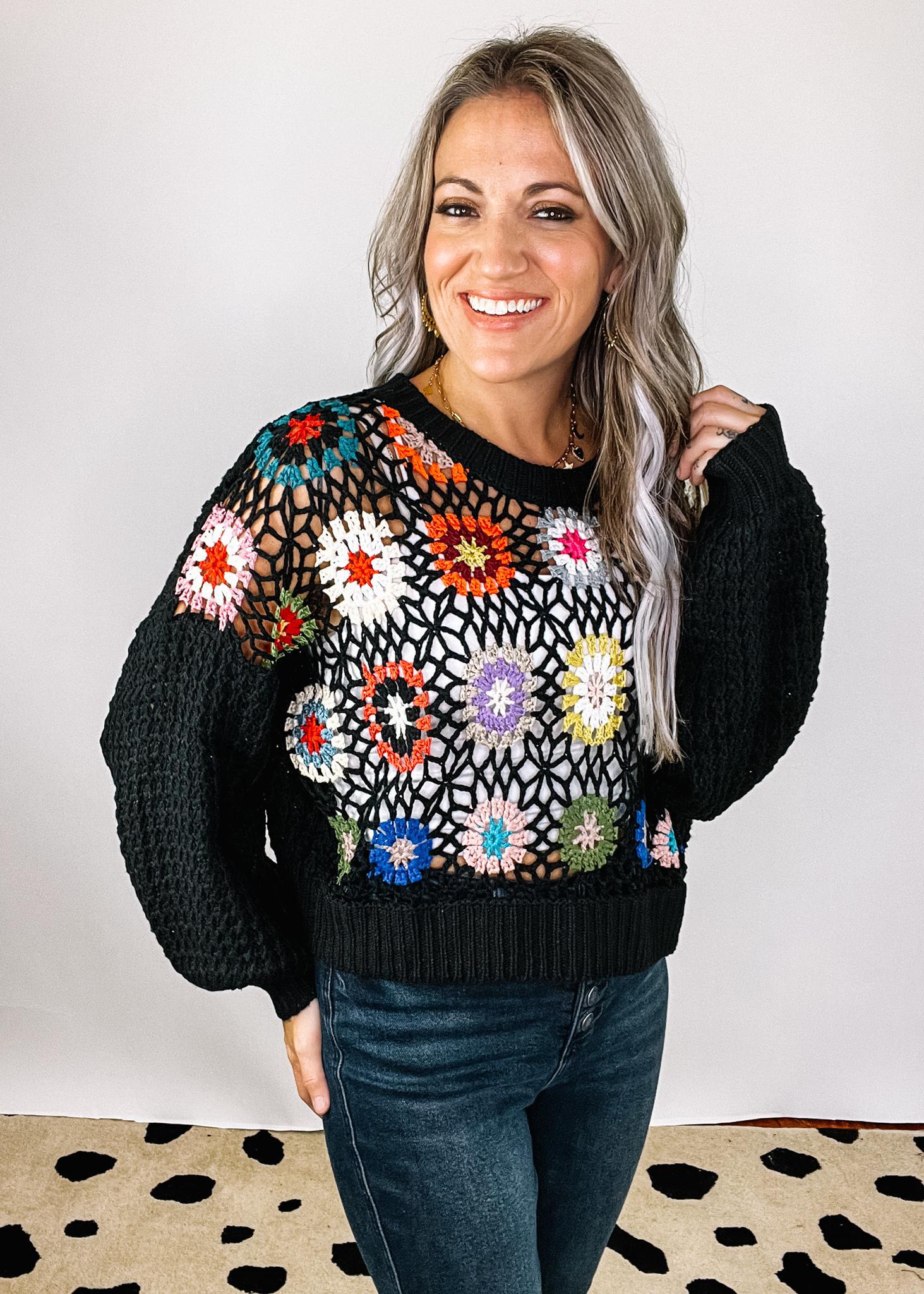 Black Crochet Top Midi Sweater – The Teal Eagle Boutique