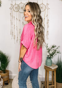 Mineral Wash Button Down Blouse