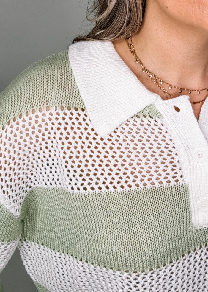 Pistachio Knit Collar Top