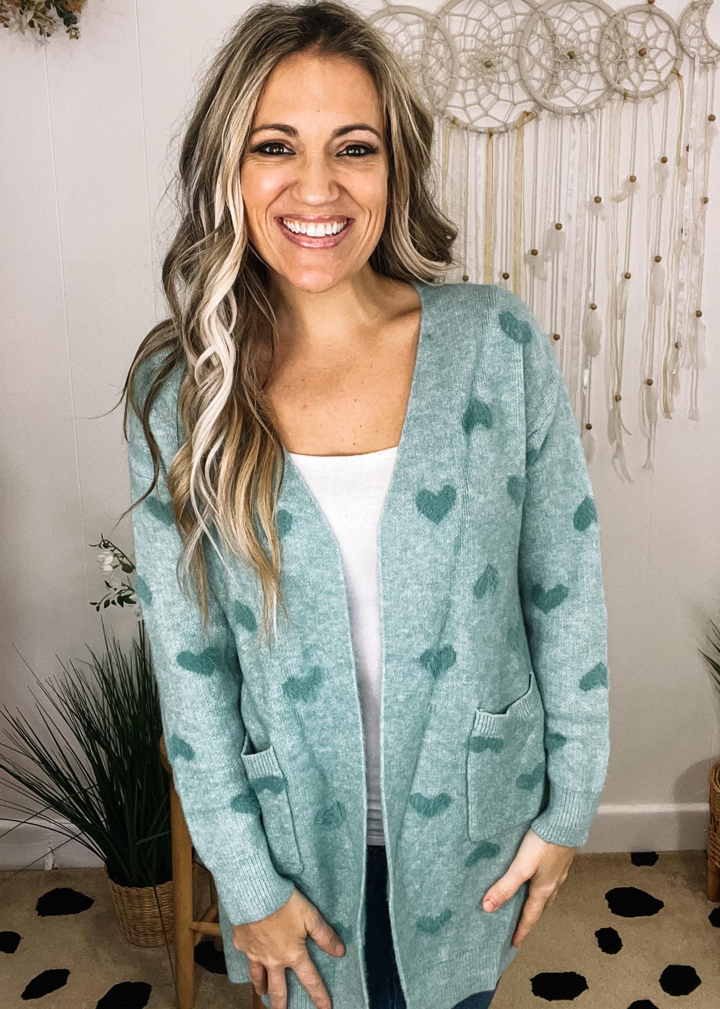 Teal cardigan sweater sale