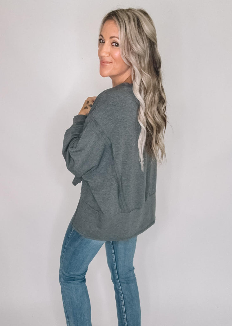 French Terry Long Sleeve Poncho Top