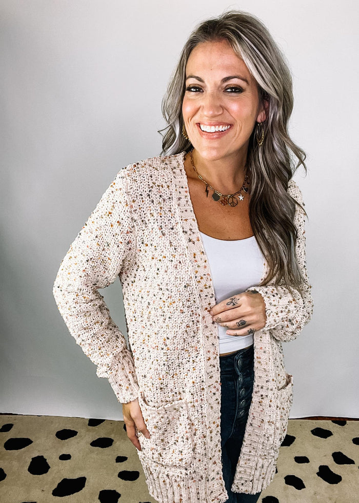 Cream Confetti Knit Cardigan