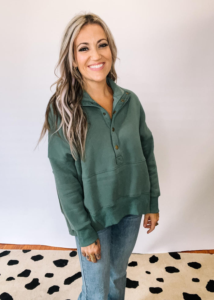 Jade High Pullover with Front Snap Buttons