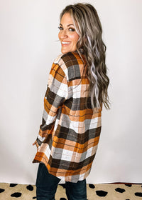 Brown and Orange Plaid Top