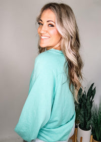 Mint Lace Trim Pullover