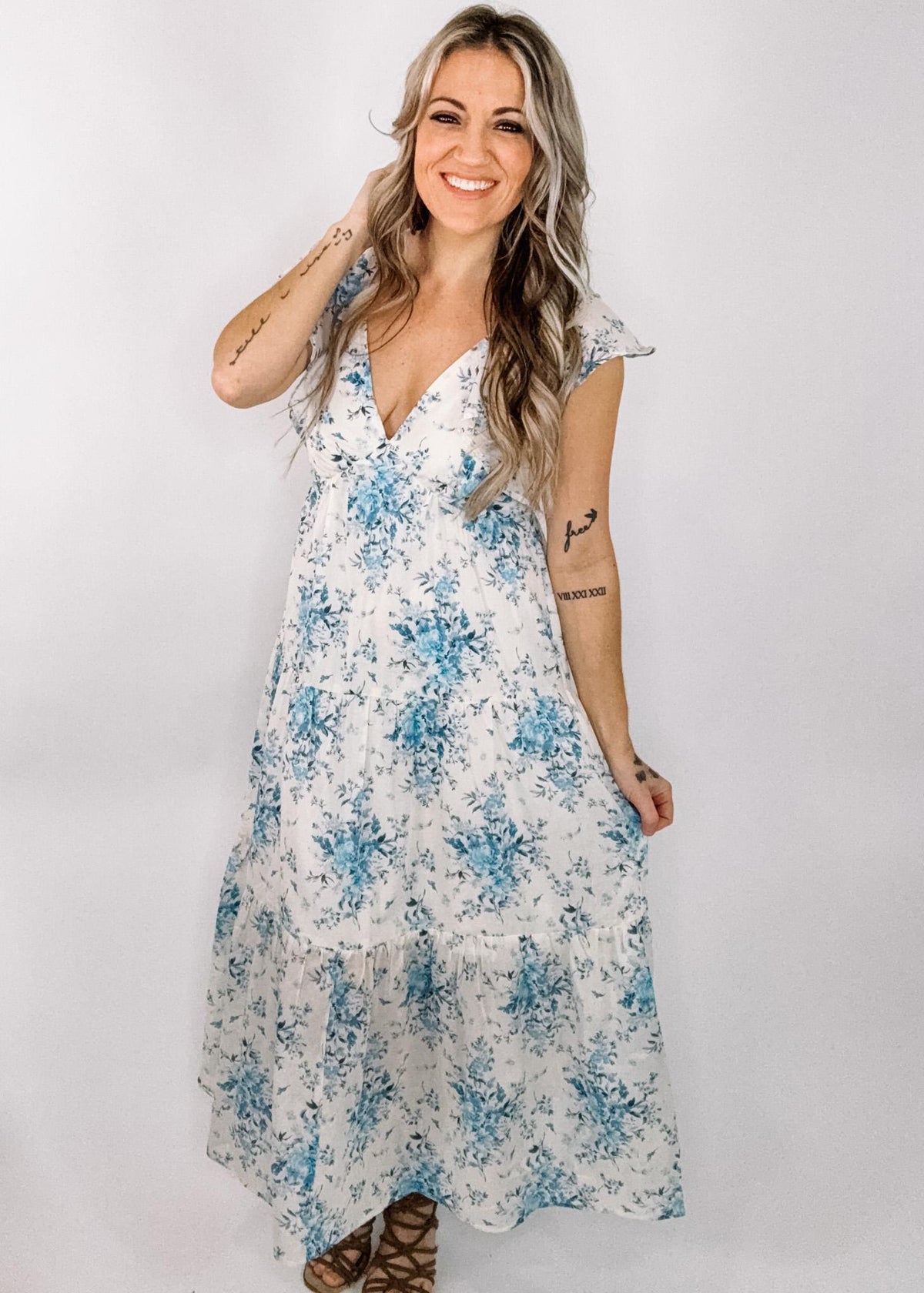 Floral Midi Dress with Tie Back Detail