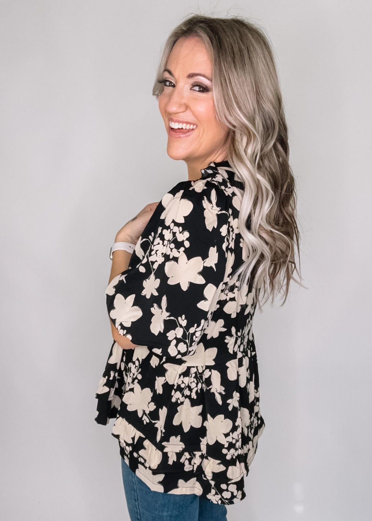 BLACK FRIDAY- Black Floral Blouse