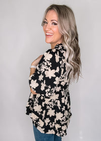 BLACK FRIDAY- Black Floral Blouse