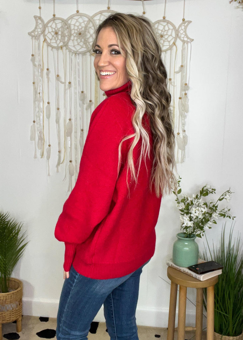 Red Turtle Neck Holiday Sweater