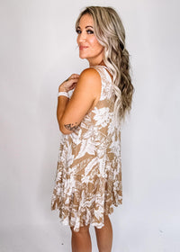 Toffee Tropical Print Mini Dress