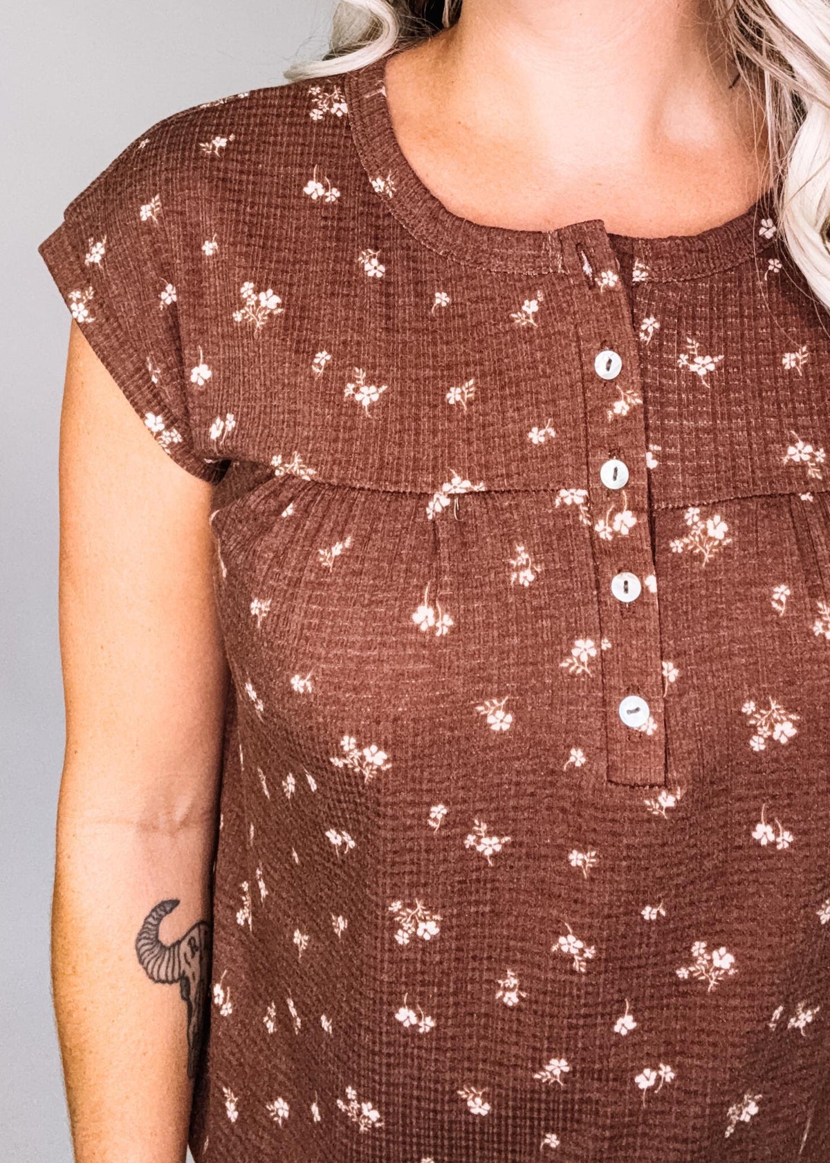 Ditsy Floral Top with Button Detail