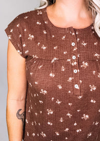 Ditsy Floral Top with Button Detail