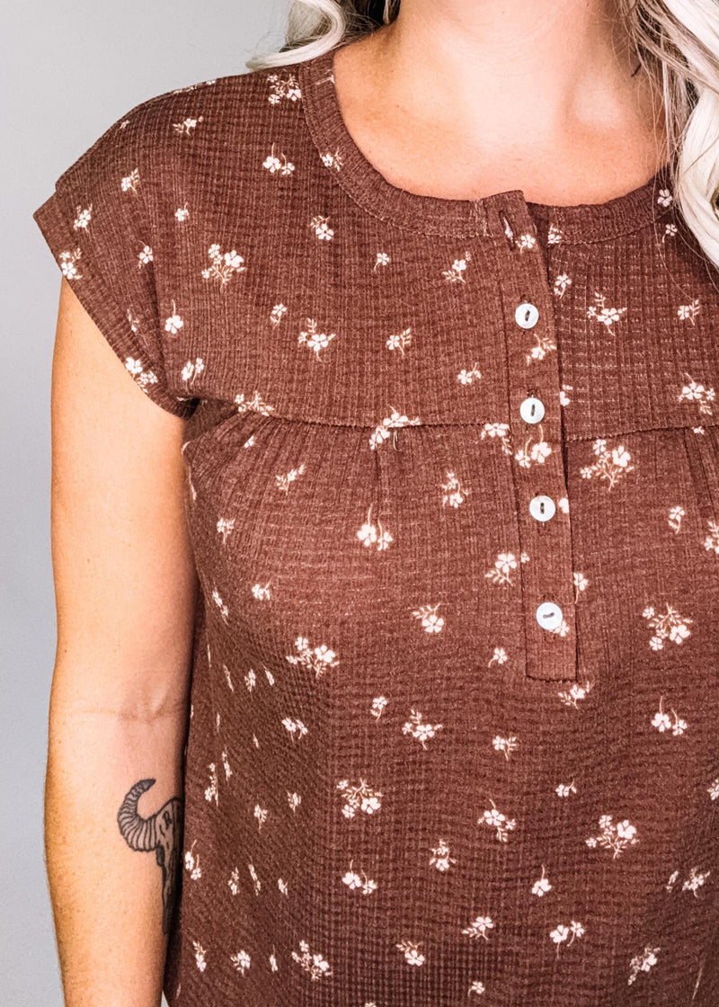 Ditsy Floral Top with Button Detail
