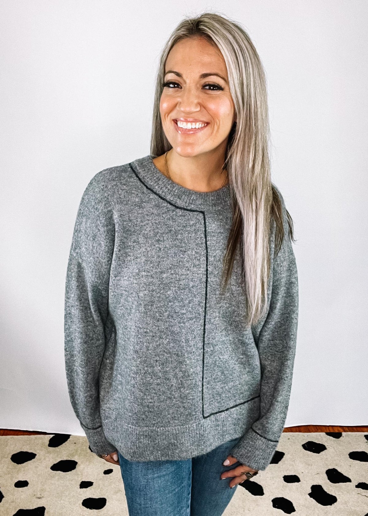 Charcoal Pullover with line detail