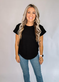 Round Neck Cuffed Sleeve T-Shirt