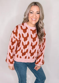 BLACK FRIDAY- Pink and Rust Knit Sweater