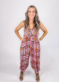 Boho Printed Sleeveless Jumpsuit