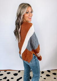 Sienna and Grey Cableknit Sweater