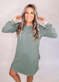 Olive Ribbed Mini Dress