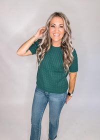 Short Sleeve Cable Knit Top
