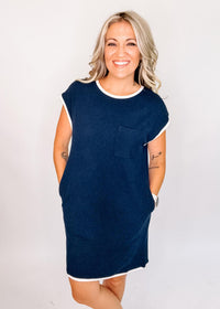 Contrast Trim Sleeveless Mini Dress