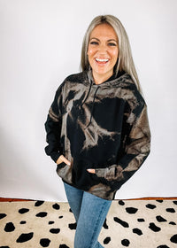 Bleached Black Hooded Sweatshirt