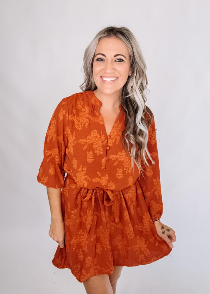 Rust Textured Mini Dress